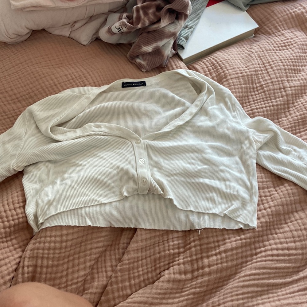 brandy cropped button up sweater